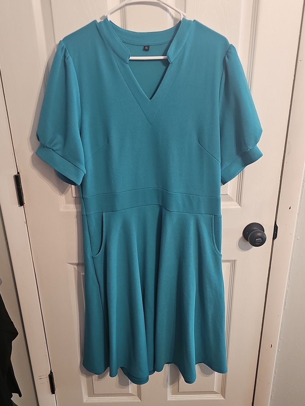 Womens Short Puff Sleeve Semi-Formal Fit and Flare